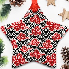 Red Black Waves Star Ornament (two Sides)