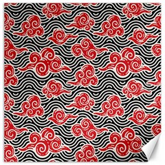 Red Black Waves Canvas 20  X 20 