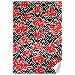 Red Black Waves Canvas 24  X 36  by designsbymallika