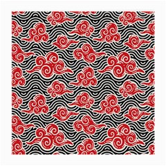 Red Black Waves Medium Glasses Cloth (2 Sides) by designsbymallika