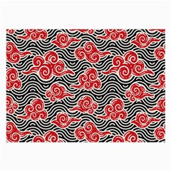 Red Black Waves Large Glasses Cloth (2 Sides) by designsbymallika