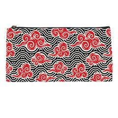 Red Black Waves Pencil Case by designsbymallika