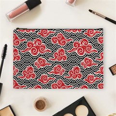 Red Black Waves Cosmetic Bag (large) by designsbymallika