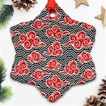 Red Black Waves Ornament (Snowflake) Front