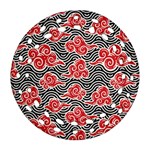 Red Black Waves Round Filigree Ornament (Two Sides) Front