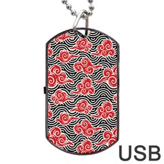 Red Black Waves Dog Tag Usb Flash (one Side) by designsbymallika