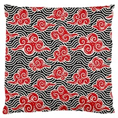 Red Black Waves Large Cushion Case (one Side) by designsbymallika