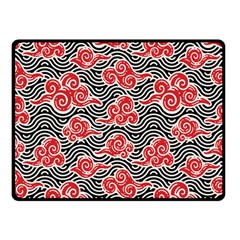 Red Black Waves Double Sided Fleece Blanket (small)  by designsbymallika