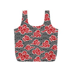 Red Black Waves Full Print Recycle Bag (s) by designsbymallika