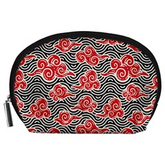 Red Black Waves Accessory Pouch (large) by designsbymallika