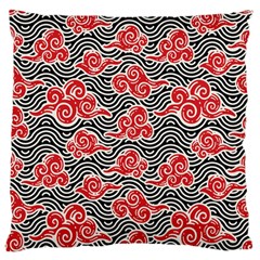 Red Black Waves Large Flano Cushion Case (two Sides) by designsbymallika