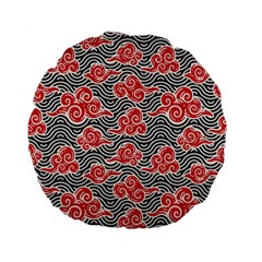 Red Black Waves Standard 15  Premium Flano Round Cushions by designsbymallika