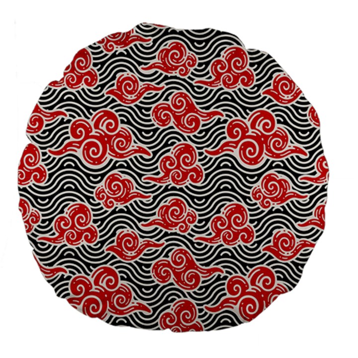 Red Black Waves Large 18  Premium Flano Round Cushions