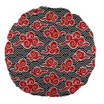 Red Black Waves Large 18  Premium Flano Round Cushions Back