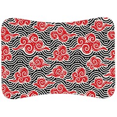 Red Black Waves Velour Seat Head Rest Cushion by designsbymallika