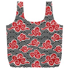 Red Black Waves Full Print Recycle Bag (xxxl) by designsbymallika