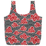 Red Black Waves Full Print Recycle Bag (XXXL) Front