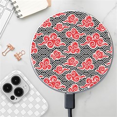 Red Black Waves Wireless Charger by designsbymallika