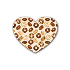 Chocolate Donut Love Rubber Coaster (heart)  by designsbymallika