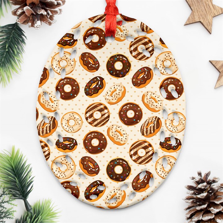 Chocolate Donut Love Ornament (Oval Filigree)