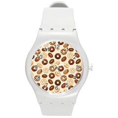 Chocolate Donut Love Round Plastic Sport Watch (m) by designsbymallika