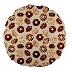 Chocolate Donut Love Large 18  Premium Flano Round Cushions by designsbymallika