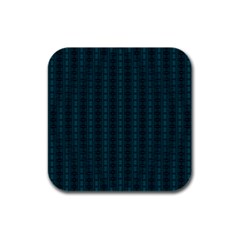 Teal Stripes Rubber Square Coaster (4 Pack) 