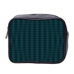 Teal Stripes Mini Toiletries Bag (two Sides)