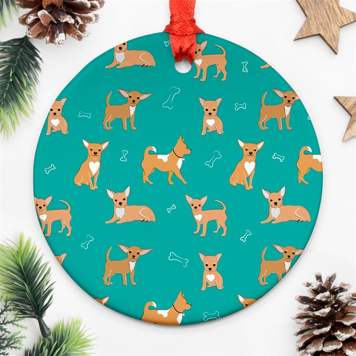 Cute Chihuahua Dogs Ornament (Round)