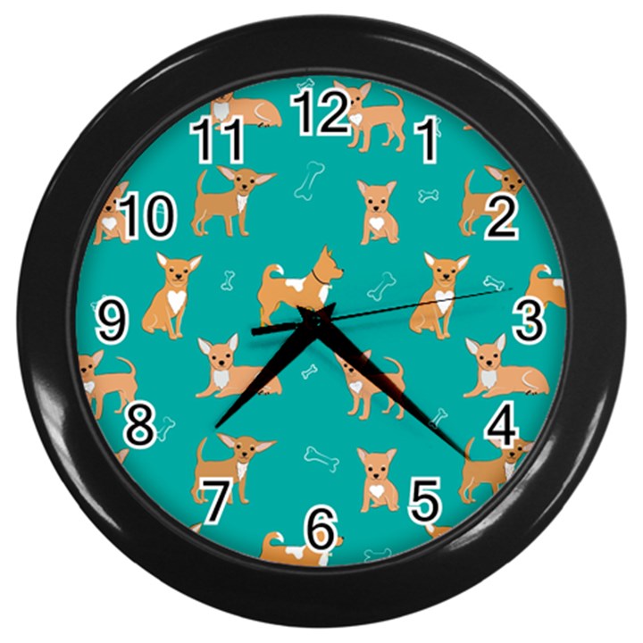 Cute Chihuahua Dogs Wall Clock (Black)