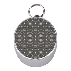 Modern Geometric Ornate Pattern Design Mini Silver Compasses