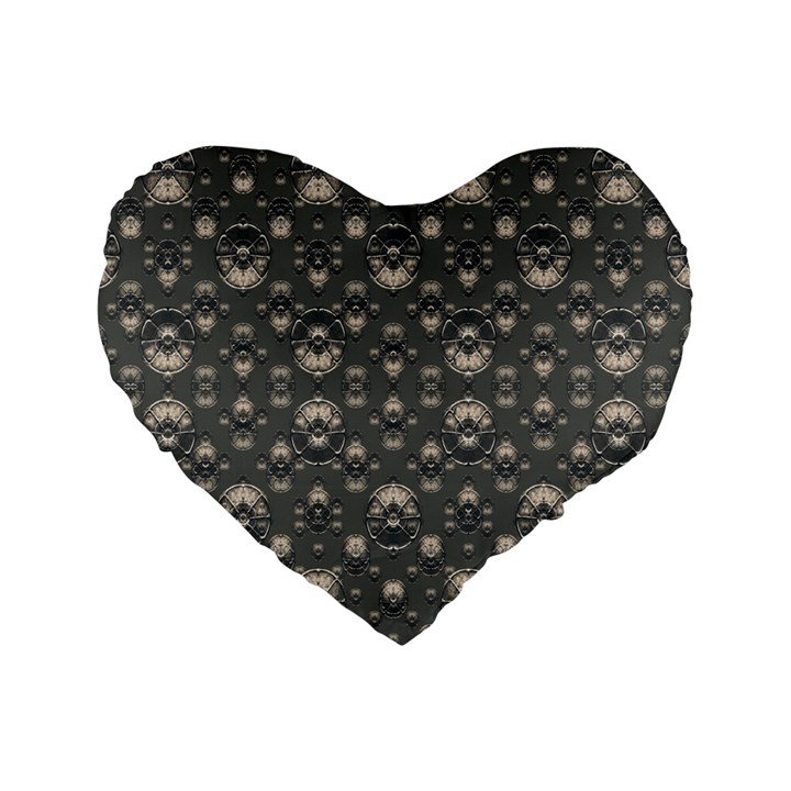 Modern Geometric Ornate Pattern Design Standard 16  Premium Flano Heart Shape Cushions