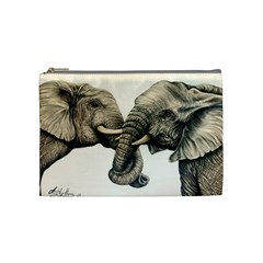 Two Elephants  Cosmetic Bag (medium) by ArtByThree