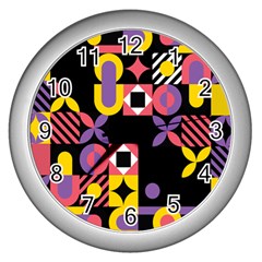 Summer Mosaic Print Wall Clock (silver) by designsbymallika