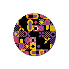 Summer Mosaic Print Rubber Coaster (round)  by designsbymallika