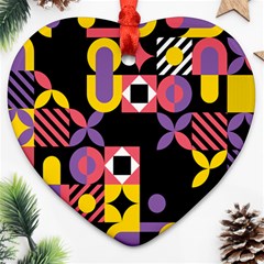 Summer Mosaic Print Heart Ornament (two Sides) by designsbymallika