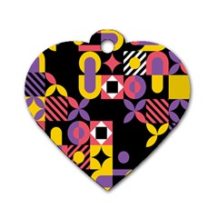 Summer Mosaic Print Dog Tag Heart (one Side) by designsbymallika