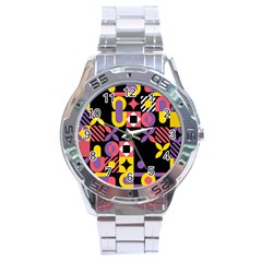 Summer Mosaic Print Stainless Steel Analogue Watch by designsbymallika