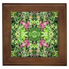 Emerald Patterns Framed Tile by kaleidomarblingart