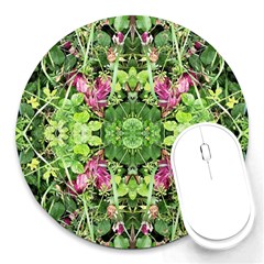 Emerald Patterns Round Mousepads by kaleidomarblingart