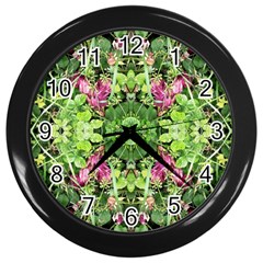 Emerald Patterns Wall Clock (black) by kaleidomarblingart