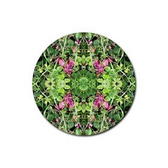 Emerald Patterns Rubber Round Coaster (4 Pack)  by kaleidomarblingart