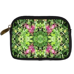 Emerald Patterns Digital Camera Leather Case by kaleidomarblingart