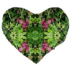 Emerald Patterns Large 19  Premium Flano Heart Shape Cushions by kaleidomarblingart