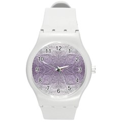 Artwork Lilac Repeats Round Plastic Sport Watch (m) by kaleidomarblingart