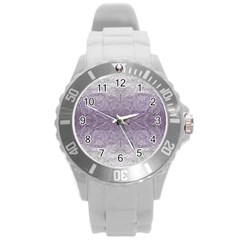 Artwork Lilac Repeats Round Plastic Sport Watch (l) by kaleidomarblingart