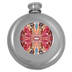 Marbled Butterfly Round Hip Flask (5 Oz) by kaleidomarblingart