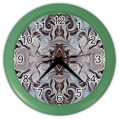 Turquoise Black Arabesque Repeats Color Wall Clock by kaleidomarblingart