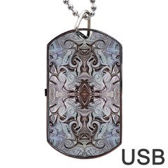 Turquoise Black Arabesque Repeats Dog Tag Usb Flash (one Side) by kaleidomarblingart