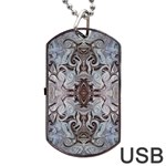 Turquoise Black Arabesque Repeats Dog Tag USB Flash (Two Sides) Front